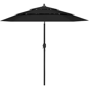 Comparateur de prix : vidaXL Parasol à 3 niveaux avec mât en aluminium Noir 2,5 m