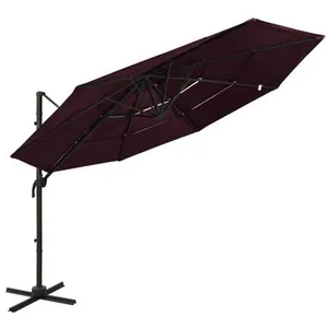 Comparateur de prix : vidaXL Parasol à 4 niveaux avec mât en aluminium Bordeaux 3x3 m