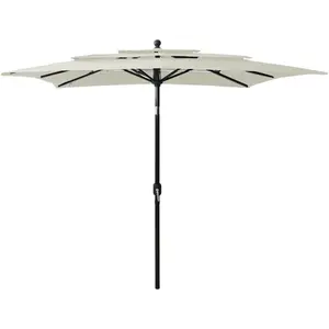 Comparateur de prix : vidaXL Parasol à 3 niveaux avec mât en aluminium Sable 2,5x2,5 m