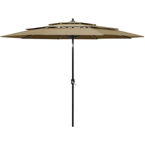 Comparateur de prix : vidaXL Parasol à 3 niveaux avec mât en aluminium Taupe 3 m