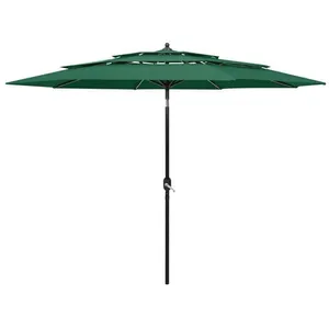 Comparateur de prix : vidaXL Parasol à 3 niveaux avec mât en aluminium Vert 3 m