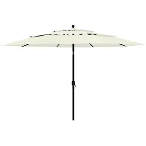 Comparateur de prix : vidaXL Parasol à 3 niveaux avec mât en aluminium Sable 3,5 m