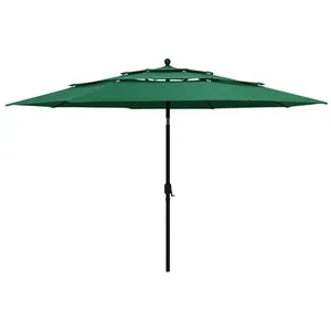 Comparateur de prix : vidaXL Parasol à 3 niveaux avec mât en aluminium Vert 3,5 m