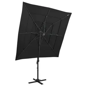 Comparateur de prix : vidaXL Vidaxl Parasol À 4 Niveaux Avec M?T En Aluminium Noir 250x250 Cm