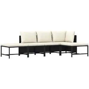 Comparateur de prix : vidaXL Salon de jardin 5 pcs avec coussins Noir Résine tressée