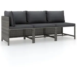 Comparateur de prix : vidaXL Salon de jardin 3 pcs avec coussins Résine tressée Gris
