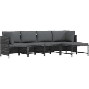 vidaXL Salon de jardin 4 pcs avec coussins Résine tressée Gris