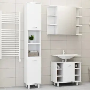 Comparateur de prix : vidaXL Ensemble de meubles de salle de bain 3 pcs Blanc Aggloméré