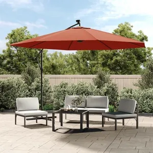 vidaXL Parasol déporté avec lumières LED Terre cuite 350 cm pas cher