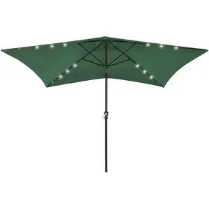 Comparateur de prix : vidaXL Parasol avec LED et mât en acier Vert 2x3 m