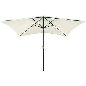 Comparateur de prix : vidaXL Parasol avec LED et mât en acier Sable 2x3 m