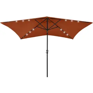 Comparateur de prix : vidaXL Parasol avec LED et mât en acier Terre cuite 2x3 m
