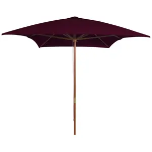 vidaXL Parasol de jardin avec mât en bois rouge bordeaux 200x300 cm pas cher