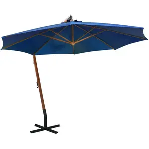vidaXL Zweefparasol met paal 3,5x2,9 m massief vurenhout azuurblauw313773 pas cher