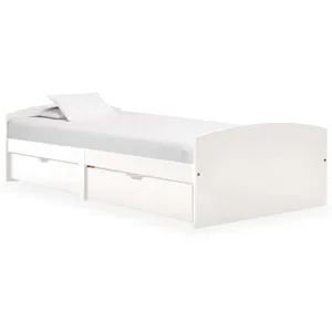 vidaXL Cadre de lit avec 2 tiroirs blanc bois de pin massif 90x200 cm pas cher