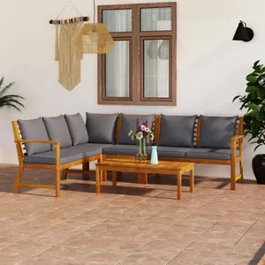 vidaXL Salon de jardin 5 pcs avec coussin Bois d'acacia solide pas cher