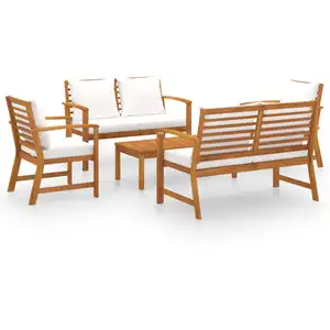 Comparateur de prix : vidaXL Salon de jardin 5 pcs avec coussin Bois d'acacia solide