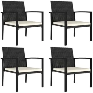 vidaXL Chaises de salle à manger de jardin 4 pcs Résine tressée Noir pas cher