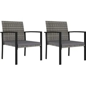 vidaXL Chaises de salle à manger de jardin 2 pcs Résine tressée Gris pas cher