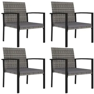 vidaXL Chaises de salle à manger de jardin 4 pcs Résine tressée Gris pas cher