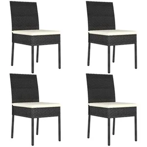 vidaXL Chaises de salle à manger de jardin 4 pcs Résine tressée Noir pas cher