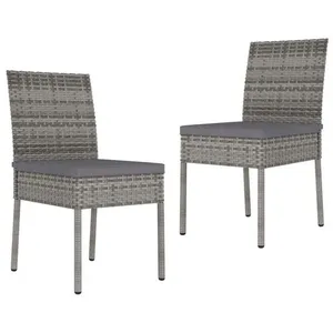 vidaXL Chaises de salle à manger de jardin 2 pcs Résine tressée Gris pas cher