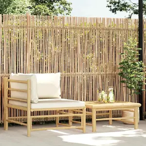 Comparateur de prix : vidaXL Salon de jardin 2 pcs avec coussins blanc crème Bambou