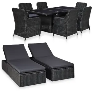 Comparateur de prix : vidaXL Ensemble à dîner d'extérieur 9 pcs Résine tressée Noir