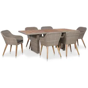 VIDAXL Salon de jardin avec coussins 7 pcs Résine tressée