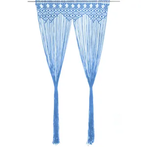 vidaXL Rideau en macramé Bleu 140x240 cm Coton pas cher