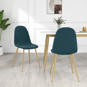 vidaXL Chaises à manger lot de 2 Bleu Velours pas cher