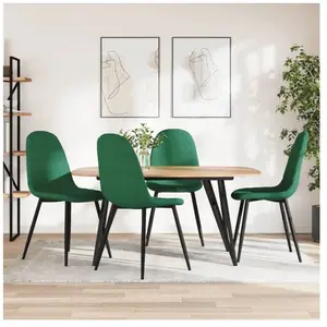 vidaXL Chaises à manger lot de 4 Vert foncé Velours pas cher
