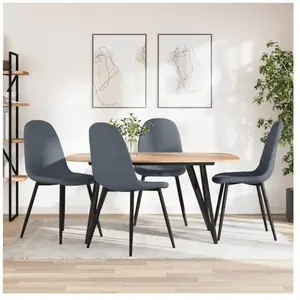 vidaXL Chaises à manger lot de 4 Gris foncé Velours pas cher