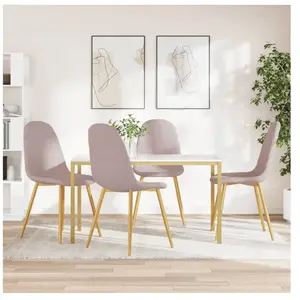 vidaXL Chaises à manger lot de 4 Rose Velours pas cher