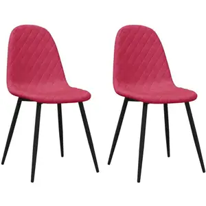 vidaXL Chaises à manger lot de 2 Rouge bordeaux Velours pas cher