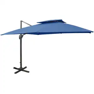 vidaXL Parasol déporté avec double toit 300x300 cm bleu azur