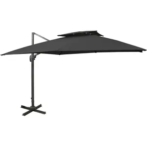 vidaXL Parasol déporté avec double toit 300x300 cm noir pas cher