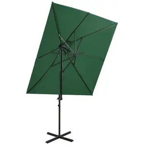 vidaXL Parasol déporté à double toit Vert 250x250 cm pas cher