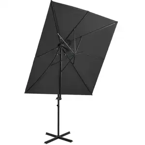 vidaXL Parasol déporté à double toit Anthracite 250x250 cm pas cher