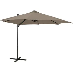 vidaXL Parasol déporté avec mât et lumières LED Taupe 300 cm pas cher