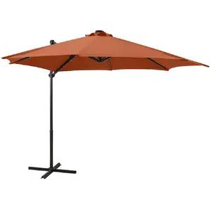 vidaXL Parasol déporté avec mât et lumières LED Terre cuite 300 cm pas cher