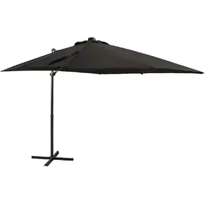 vidaXL Parasol déporté avec mât et lumières LED Noir 250 cm pas cher