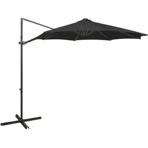 vidaXL Parasol déporté avec mât et lumières LED Noir 300 cm pas cher