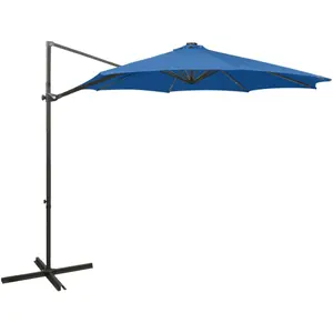 vidaXL Zweefparasol met paal en LED-verlichting 300 cm azuurblauw312341 pas cher