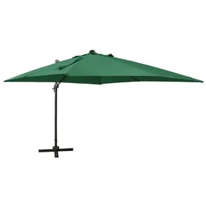 Comparateur de prix : vidaXL Parasol déporté avec mât et lumières LED Vert 300 cm
