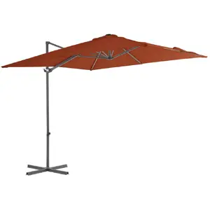 vidaXL Parasol déporté avec mât en acier Terre cuite 250x250 cm pas cher