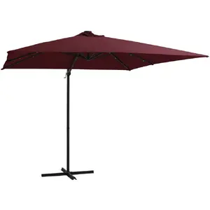 vidaXL Parasol déporté avec lumières LED Rouge bordeaux 250x250 cm pas cher