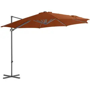 vidaXL Parasol déporté avec mât en acier Terre cuite 300 cm pas cher