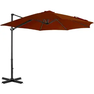 vidaXL Parasol déporté avec mât en aluminium Terre cuite 300 cm pas cher