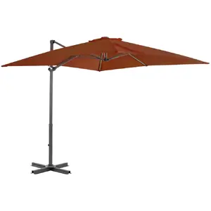 vidaXL Parasol déporté avec mât en aluminium Terre cuite 250x250 cm pas cher